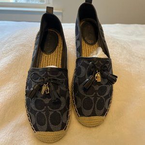 COACH Codi Espadrille In Signature Denim Slip ON SZ 8.0